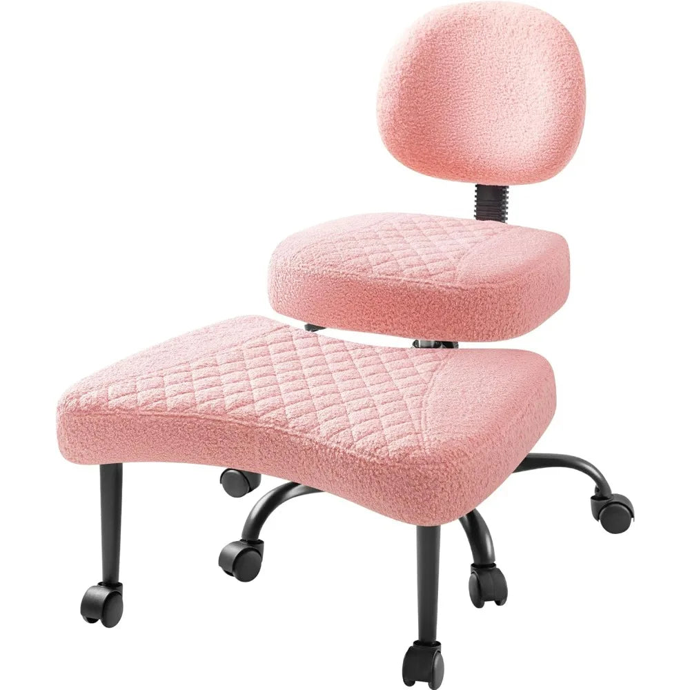 Furmax Ergonomic Criss Cross Office Chair with Wheels, Kneeling Desk Chair with Footrest or Pet Rest