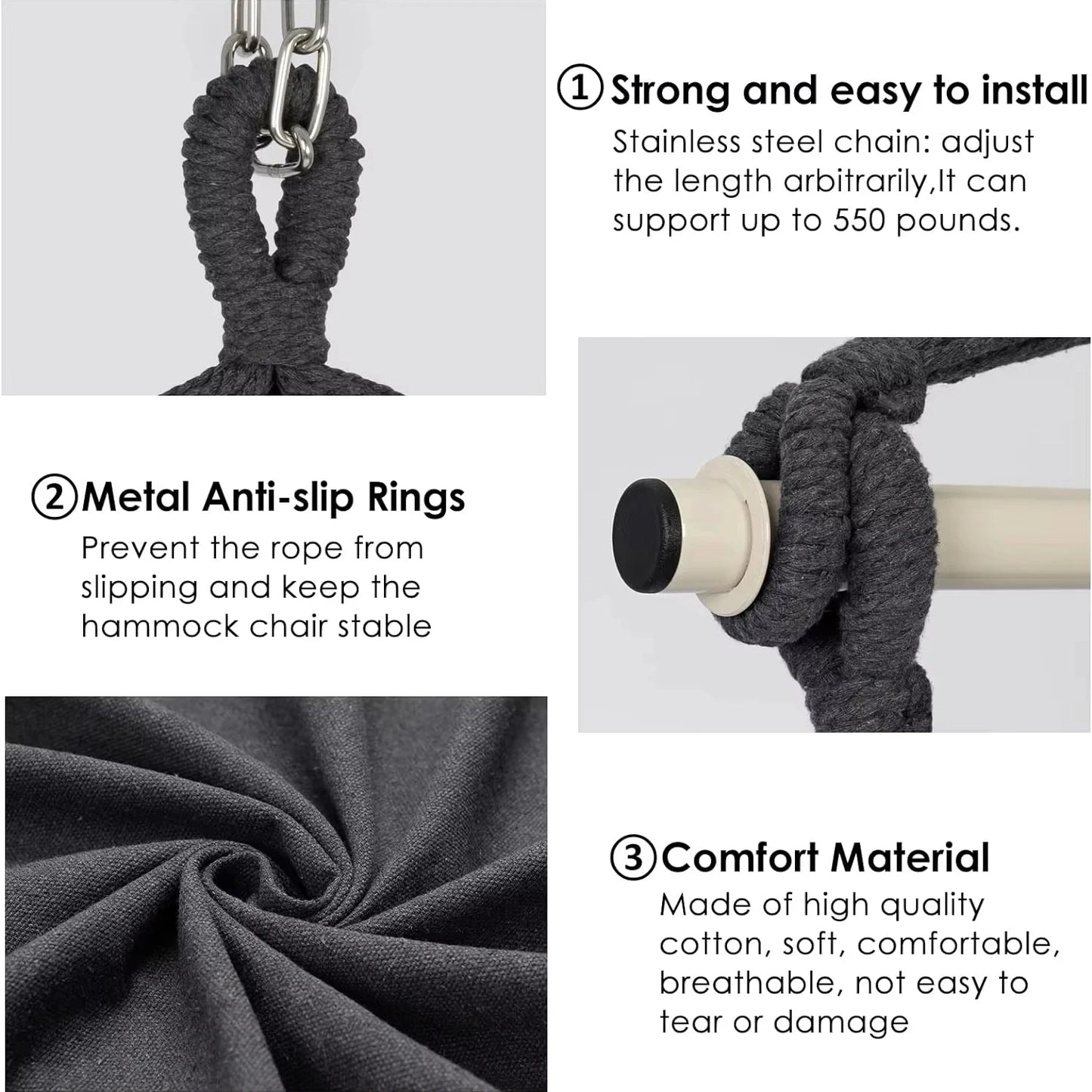 PHL Store Cotton Hanging Hammock Chair Swing