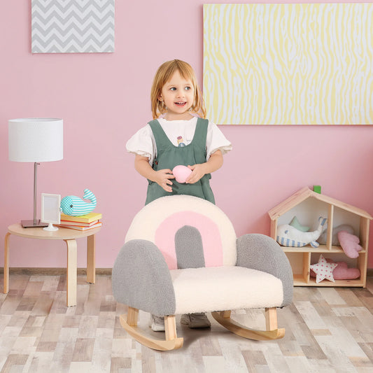 Aosom Pink Toddler Eucalyptus Wood Rocking Chair