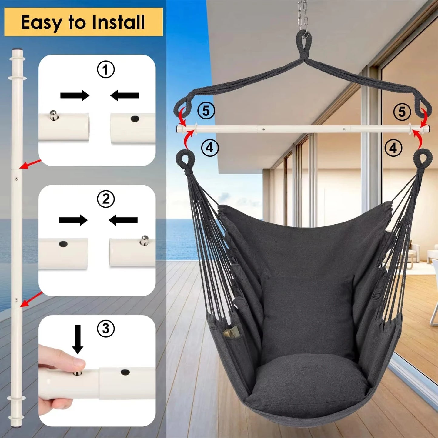 PHL Store Cotton Hanging Hammock Chair Swing