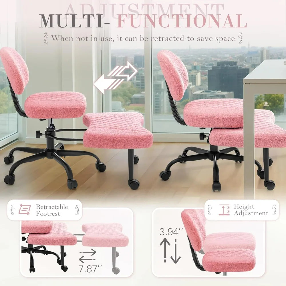 Furmax Ergonomic Criss Cross Office Chair with Wheels, Kneeling Desk Chair with Footrest or Pet Rest