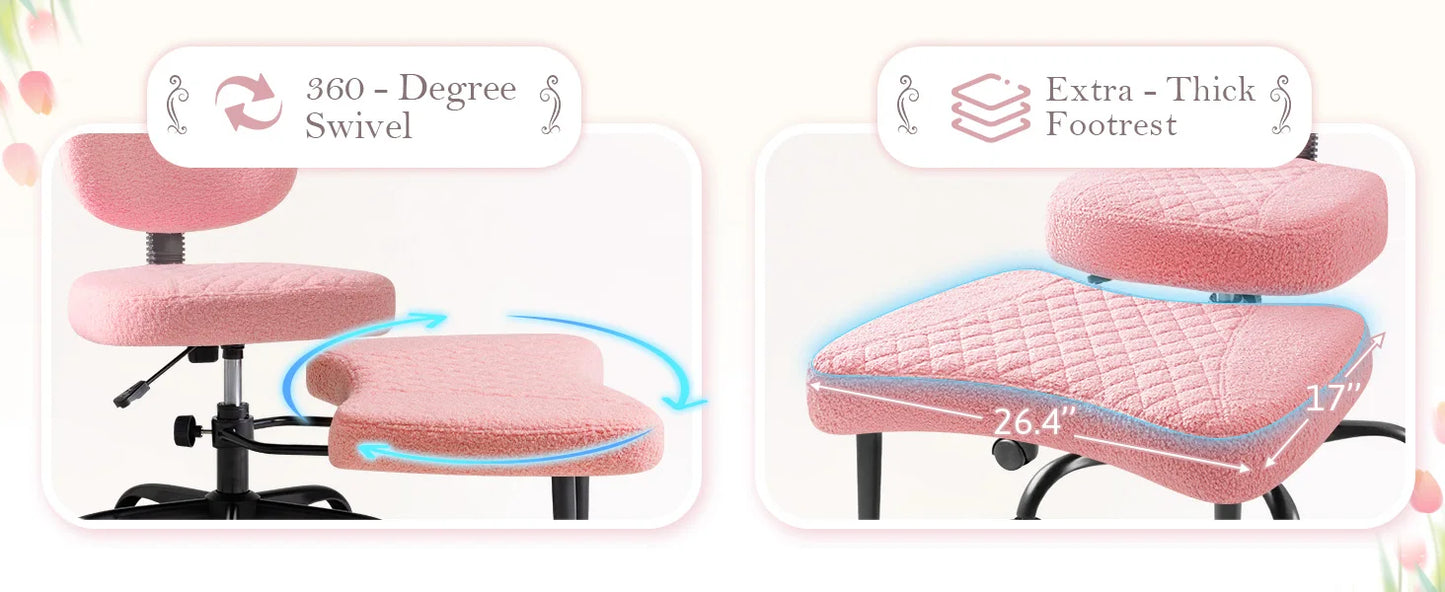 Furmax Ergonomic Criss Cross Office Chair with Wheels, Kneeling Desk Chair with Footrest or Pet Rest