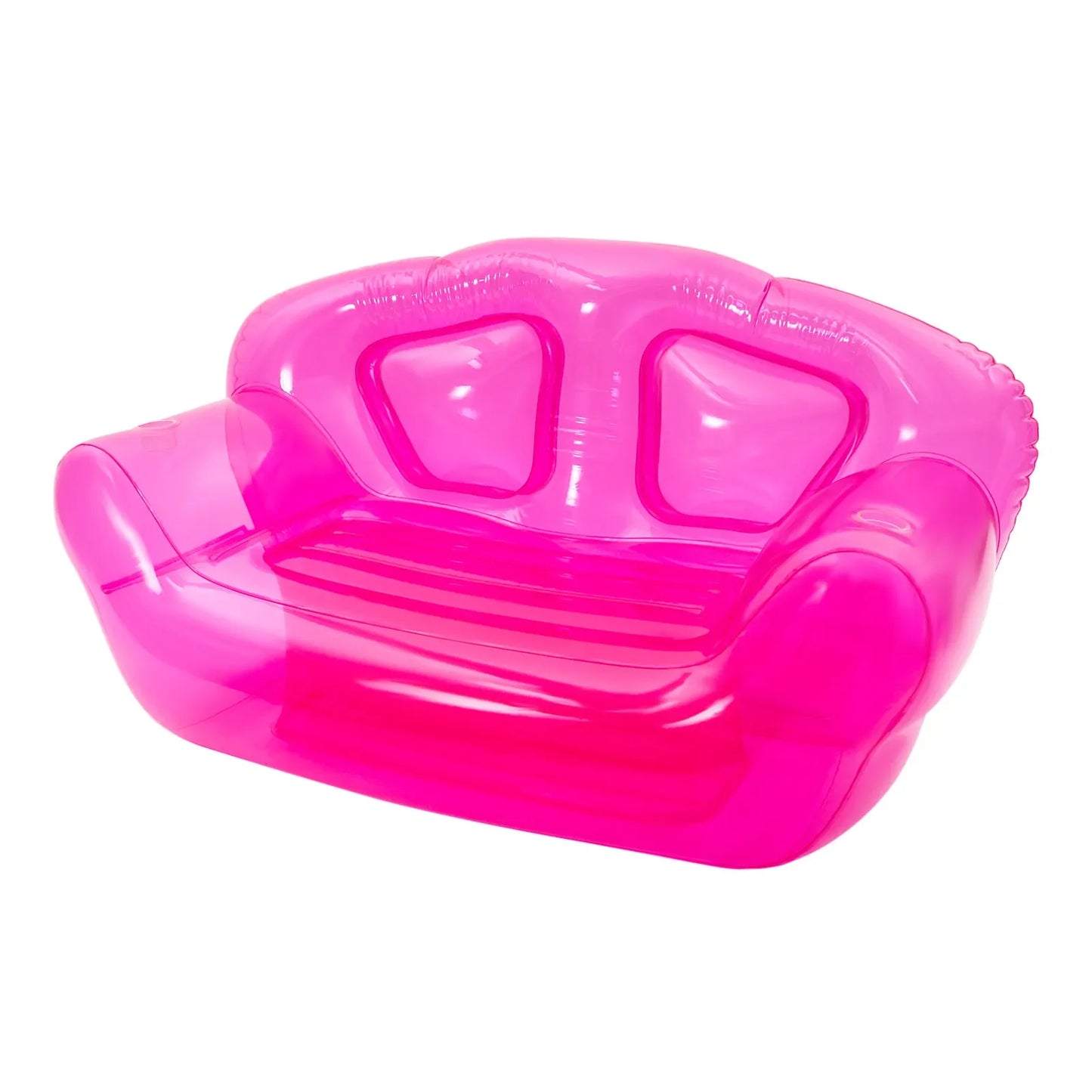 KTN Inflatable Transparent Clear Pink Sofa Couch with Cupholders