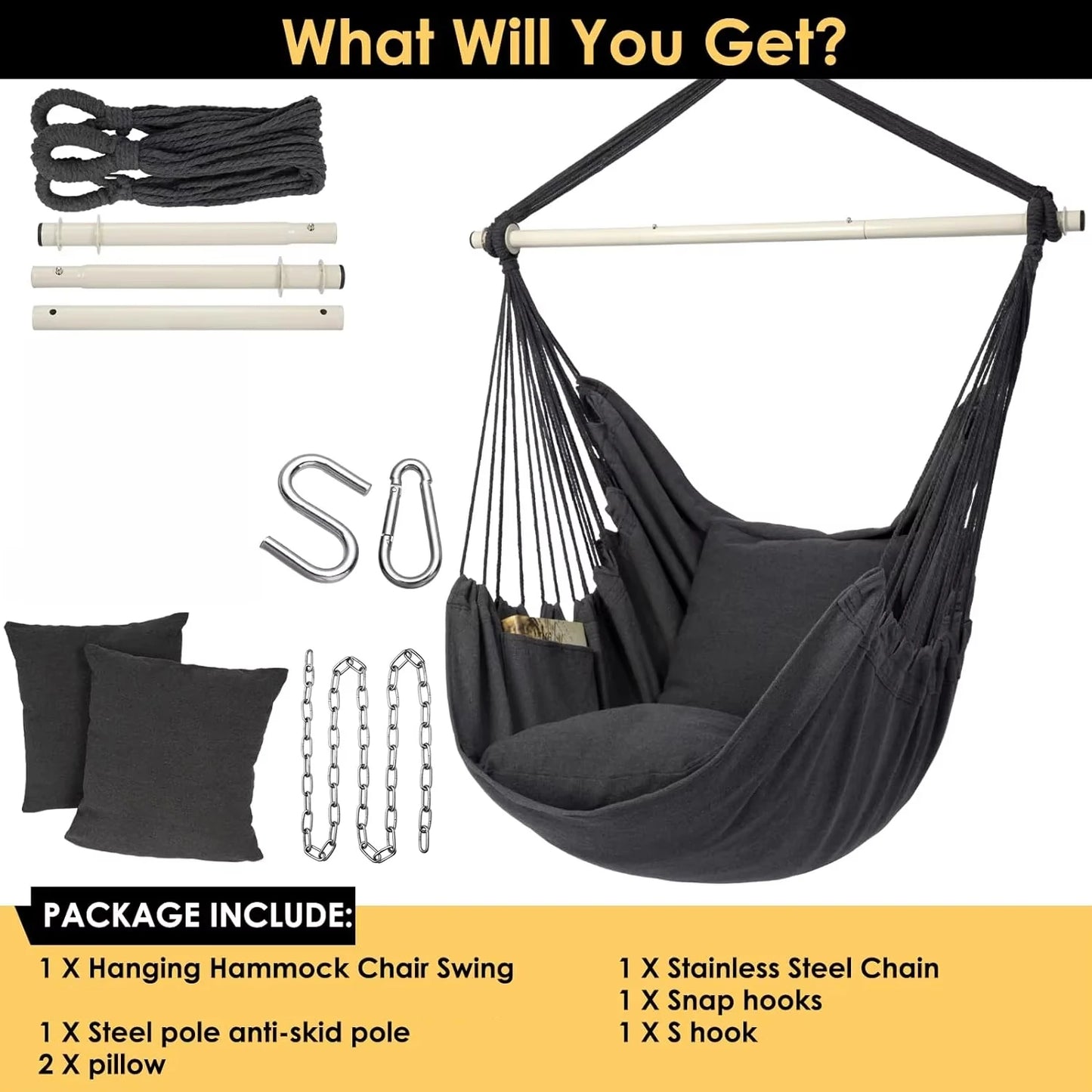 PHL Store Cotton Hanging Hammock Chair Swing