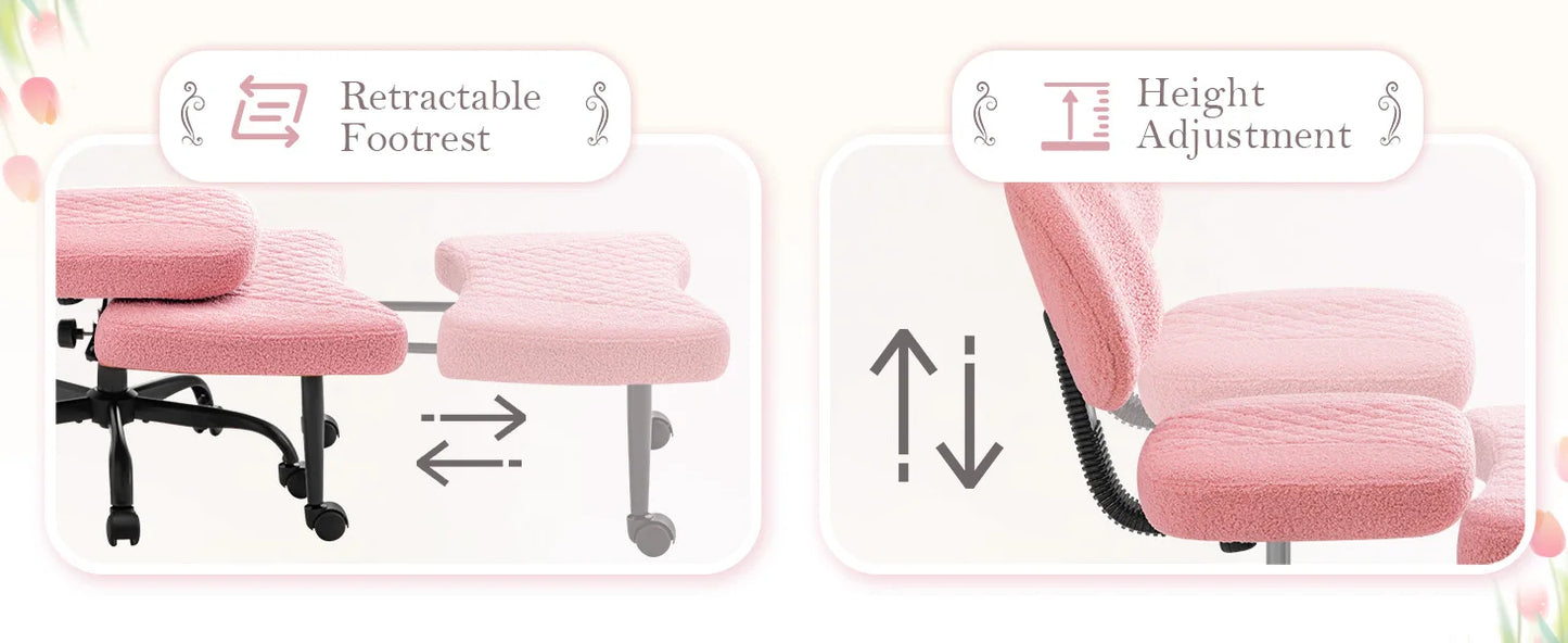 Furmax Ergonomic Criss Cross Office Chair with Wheels, Kneeling Desk Chair with Footrest or Pet Rest